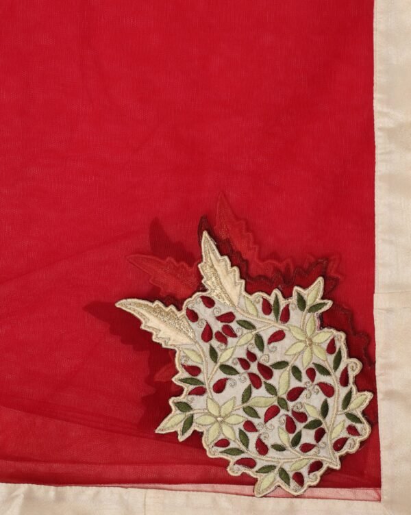 Creme Raw Silk Kurti with Pants & Dupatta - Image 5