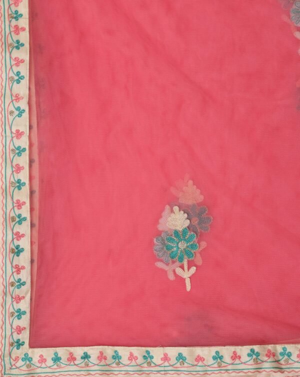 Creme Raw Silk Ari Embroidered Kurti with Pants & Dupatta - Image 7