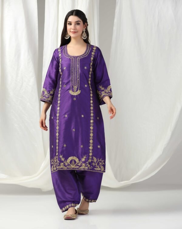 Pret a Porter Elegant Purple Raw Silk Suit