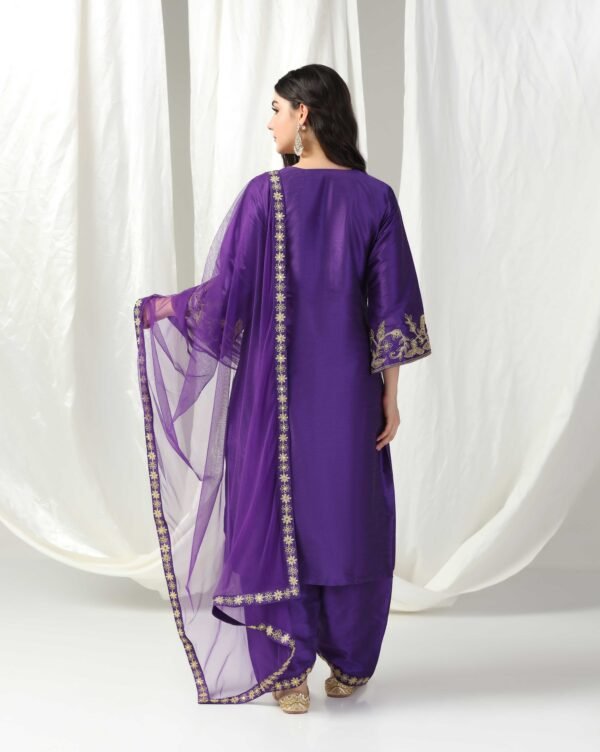 Pret a Porter Elegant Purple Raw Silk Suit - Image 12