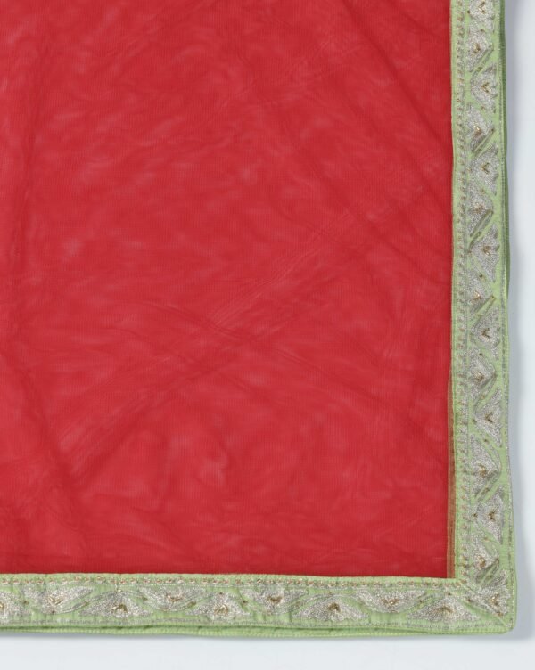 Pret a Porter Red Raw Silk Embroidered Kurti Set - Image 10