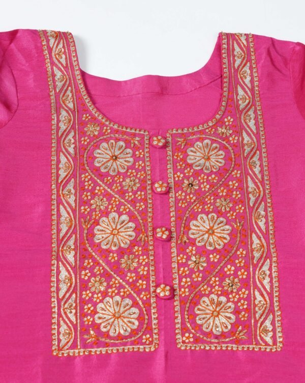 Pret a Porter Fuchsia Raw Silk Embroidered Kurti Set - Image 13