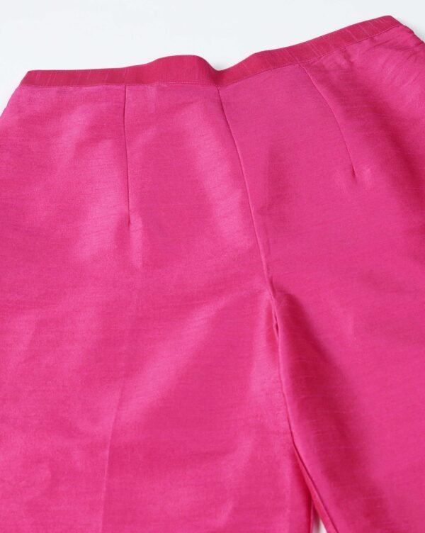 Pret a Porter Fuchsia Raw Silk Embroidered Kurti Set - Image 15