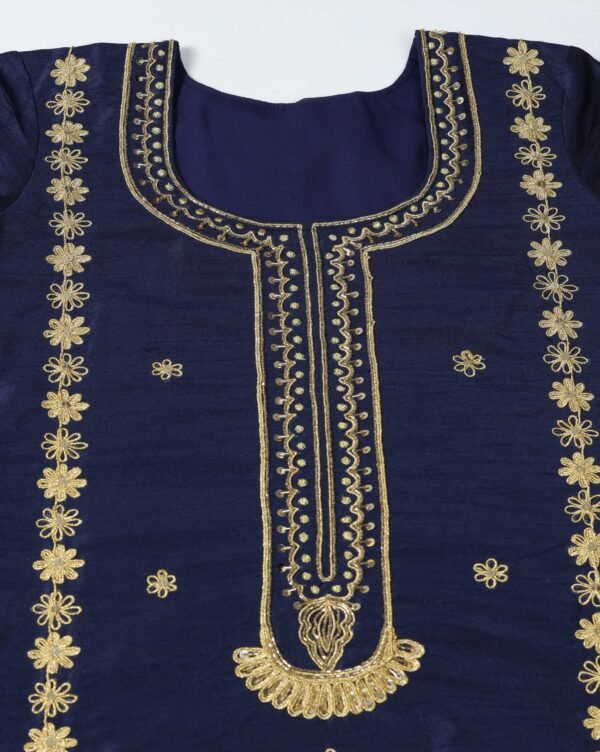 Pret a Porter Blue Raw Silk Hand-Embroidered Suit - Image 11
