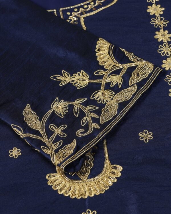 Pret a Porter Blue Raw Silk Hand-Embroidered Suit - Image 12