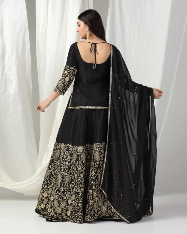 Pret a Porter Designer Black Raw Silk Lehenga Set - Image 11