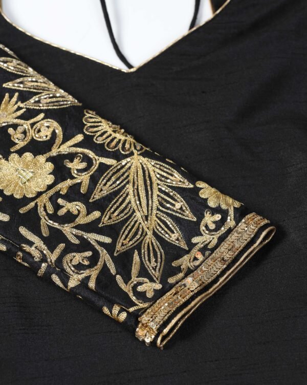 Pret a Porter Designer Black Raw Silk Lehenga Set - Image 13