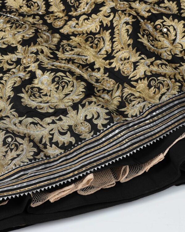 Pret a Porter Designer Black Raw Silk Gotta Patti Lehenga Set - Image 8