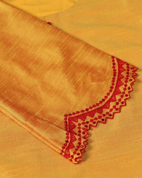 Pret a Porter Yellow Raw Silk Embroidered Kurti Set - Image 11