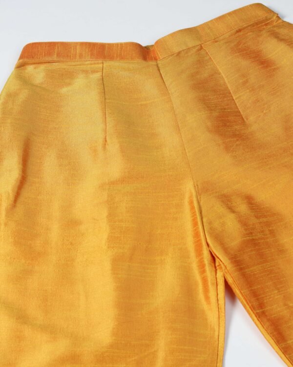 Pret a Porter Yellow Raw Silk Embroidered Kurti Set - Image 12