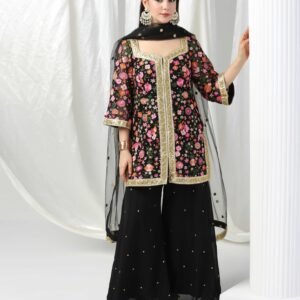 Pret a Porter Designer Black Net Suit with Sharara