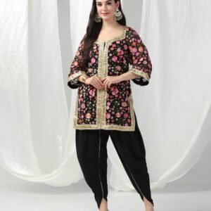 Pret a Porter Designer Black Net Suit with Tulip Pants