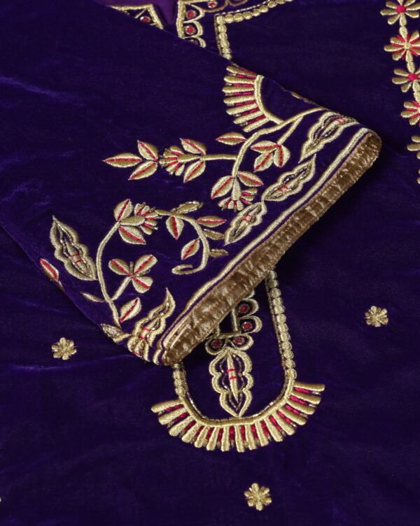 Pret a Porter Purple Velvet Kurti Suit with Pants & Dupatta - Image 10