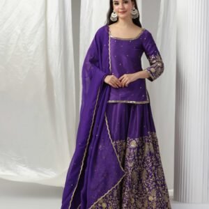 Pret a Porter Designer Purple Raw Silk Lehenga Set
