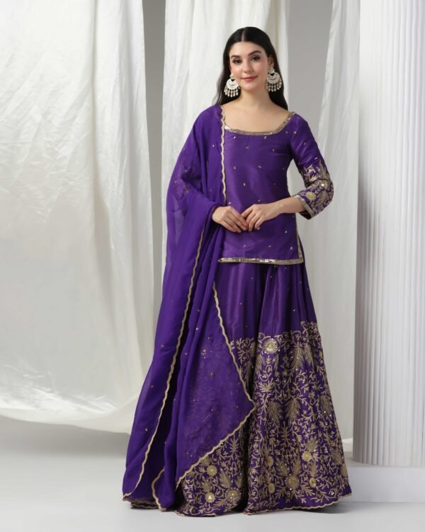 Pret a Porter Designer Purple Raw Silk Lehenga Set