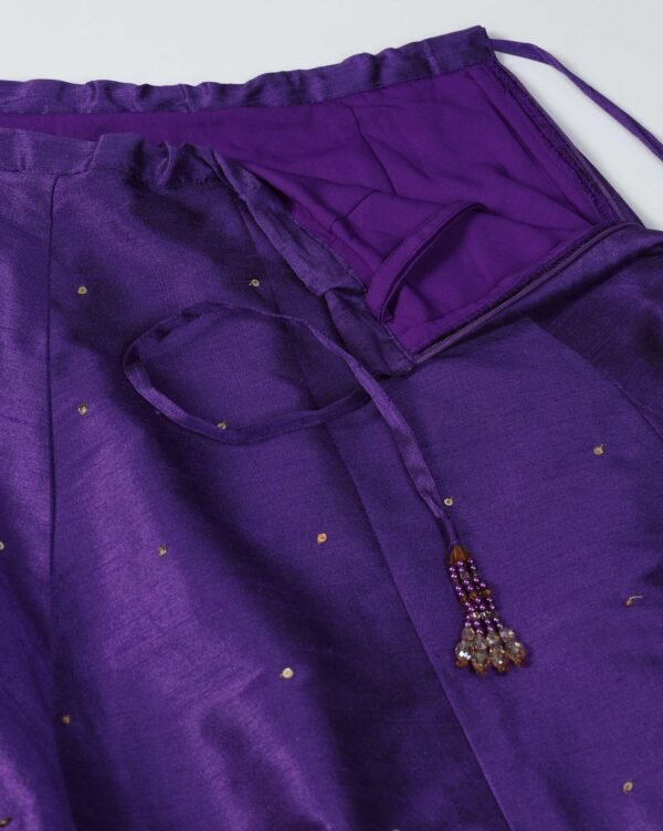Pret a Porter Designer Purple Raw Silk Lehenga Set - Image 9