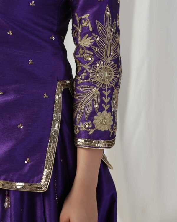 Pret a Porter Designer Purple Raw Silk Lehenga Set - Image 5