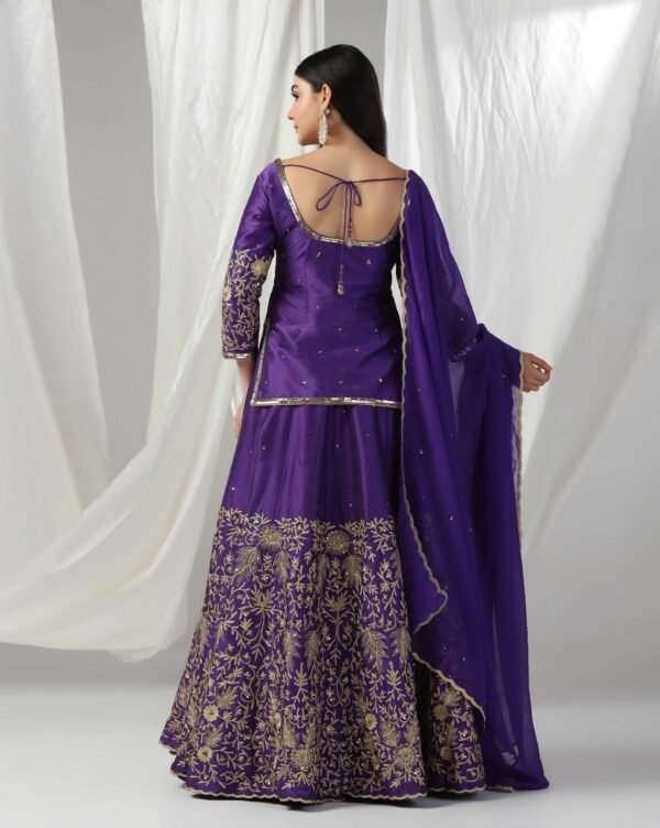 Pret a Porter Designer Purple Raw Silk Lehenga Set - Image 6