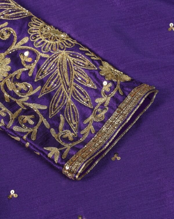Pret a Porter Designer Purple Raw Silk Lehenga Set - Image 8