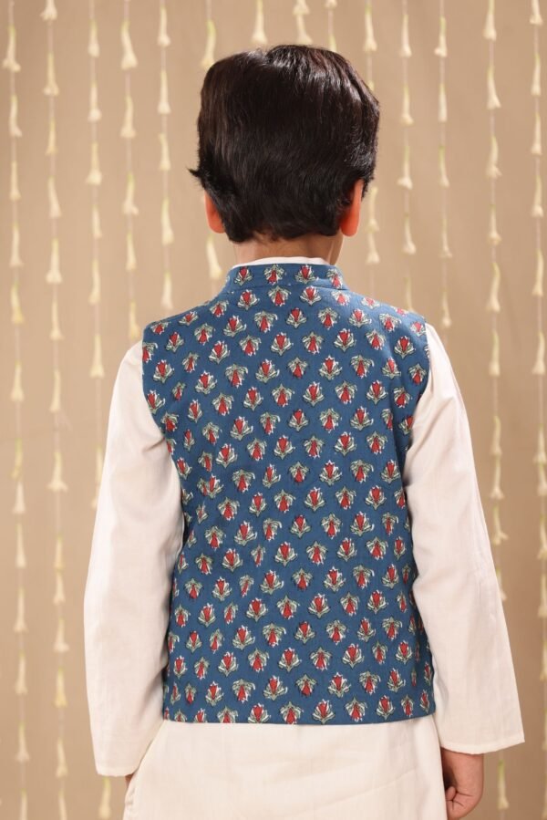 Blue Jaipuri Buti Print Jacket - Image 3