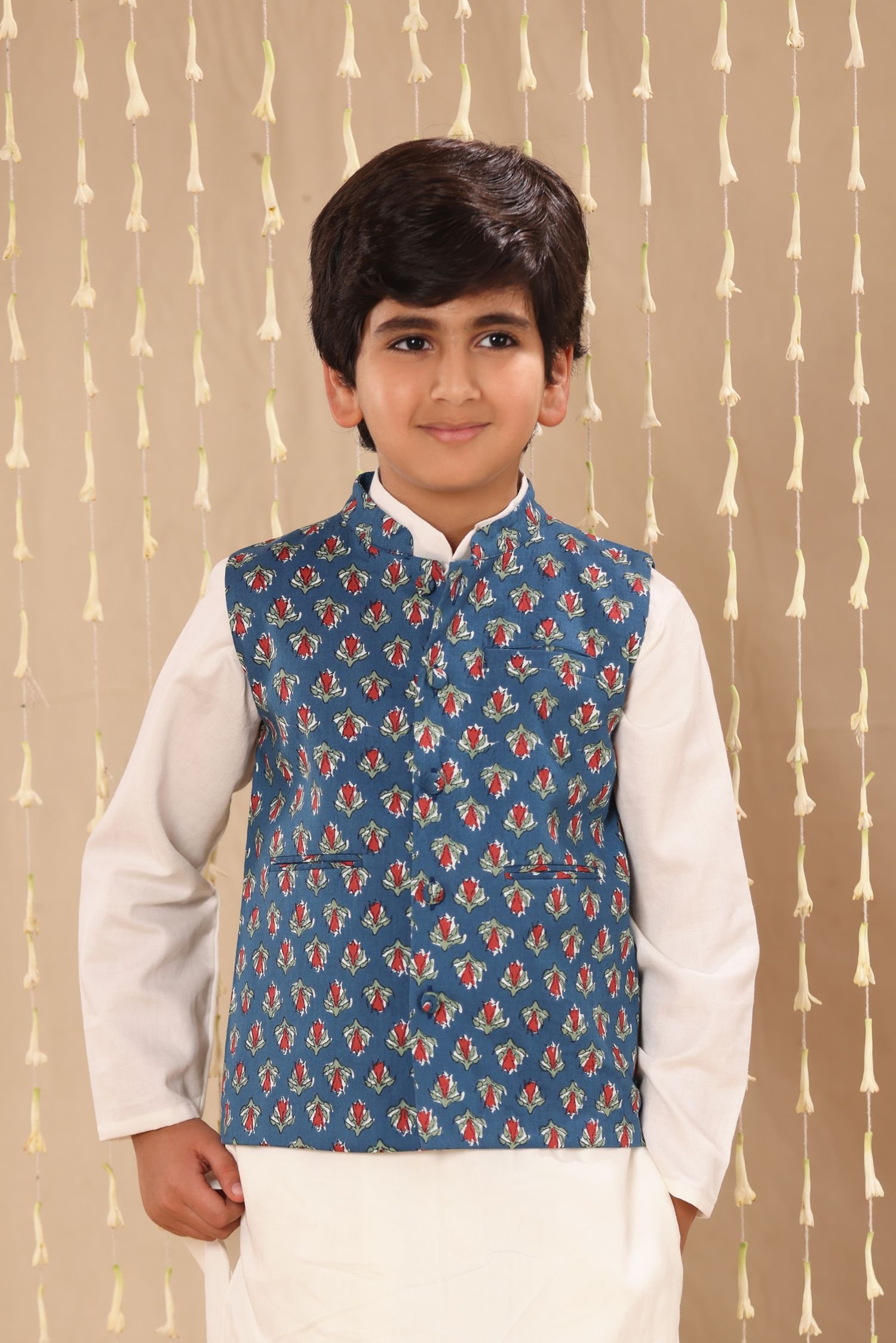 Blue Jaipuri Buti Print Jacket