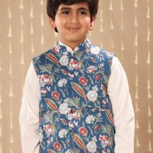 Blue Jaipuri Floral Print Jacket