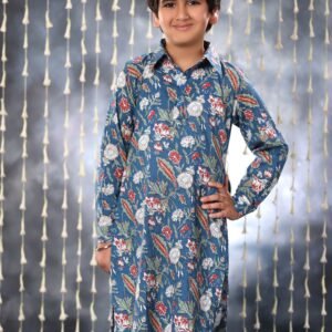 Blue Jaipuri Handblock Floral Single Print Co-ord Kurta Set