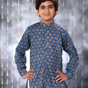 Blue Jaipuri Handblock Print Short Kurta Shirt