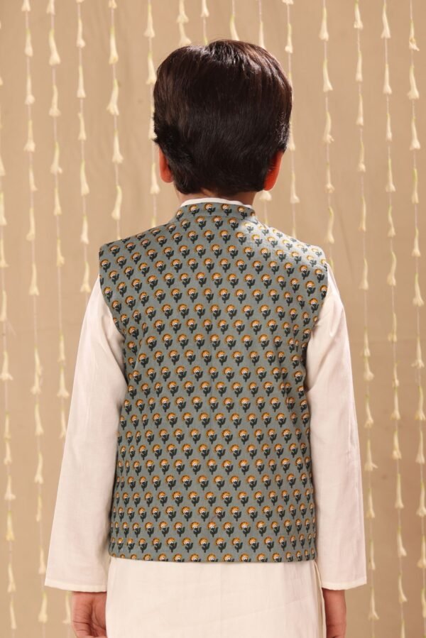 Grey Jaipuri Buti Print Jacket - Image 3