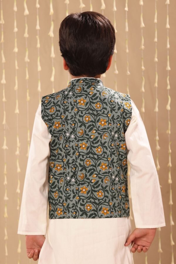 Grey Jaipuri Floral Print Jacket - Image 3