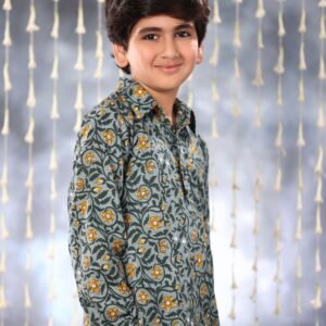 Grey Jaipuri Handblock Floral Single Print Co-ord Kurta Set