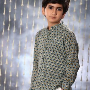Grey Jaipuri Handblock Print Shirt