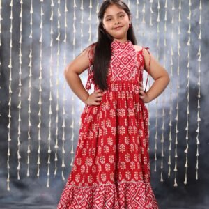 Red Jaipuri Double Print Maxi Dress