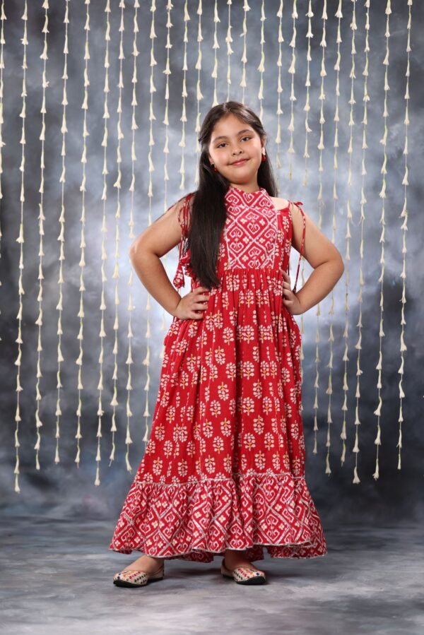 Red Jaipuri Double Print Maxi Dress