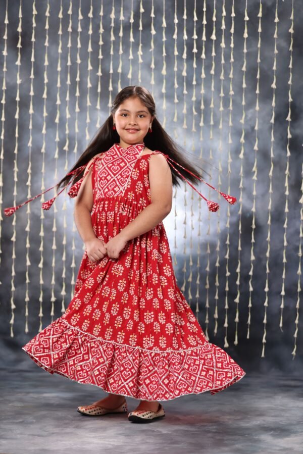 Red Jaipuri Double Print Maxi Dress Only - Image 3