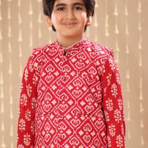 Red Jaipuri Floral Motif Handblock Print Jacket