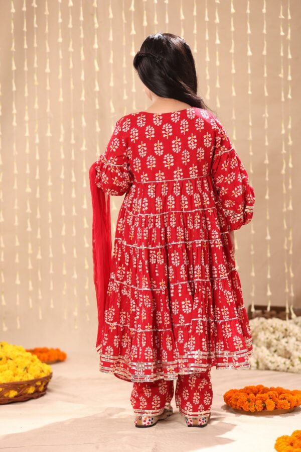 Red Jaipuri Print Balloon Sleeve Maxi Dress - Image 2