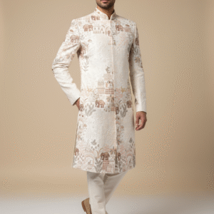 Ivory Embroidered Sherwani Set